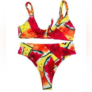 SHEIN High Wasted Watermelon Bikini with Removable Pads Size M